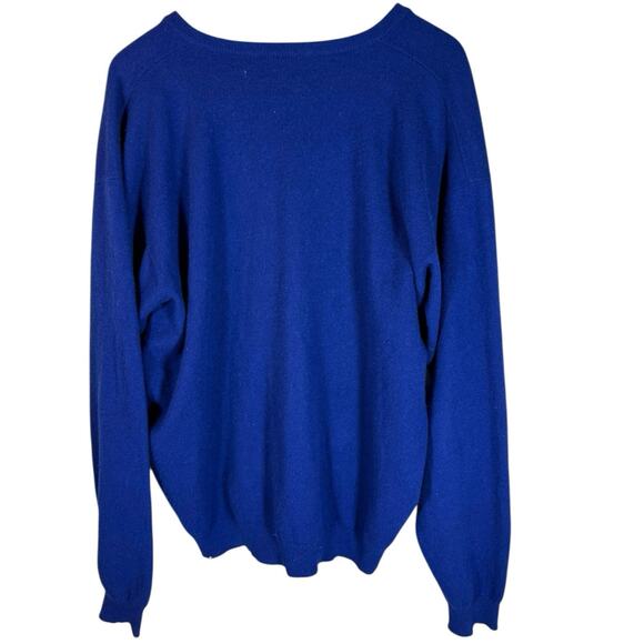 Vintage Peter Scott Pure 2-Ply Cashmere Sweater Blue V Neck Scotland Mens XL - Picture 4 of 4